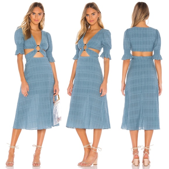 Tularosa Nanette Cut Out Midi Dress in Dusty Blue Women’s Small - Picture 17 of 17